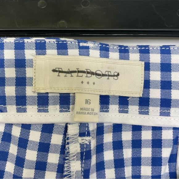 Talbots women's gingham ankle cropped pants blue white size 16 - Picture 6 of 10